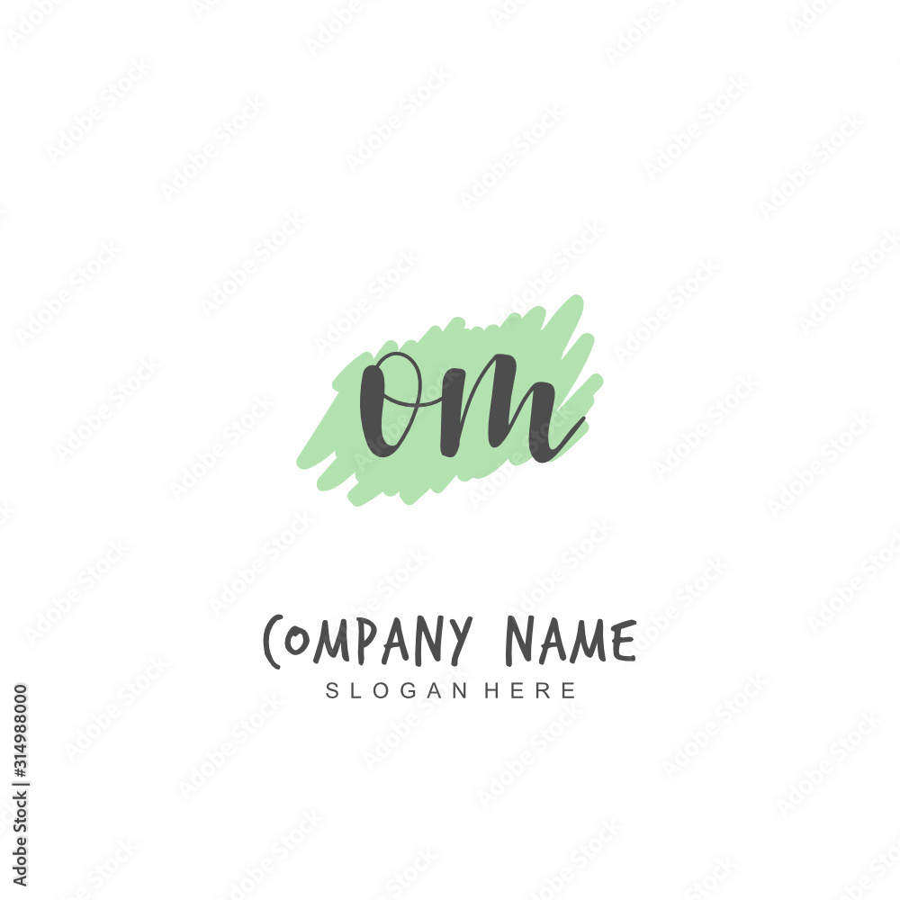 Handwritten initial letter O M OM for identity and logo. Vector logo template with handwriting and signature style. Handwritten initial letter O M OM for identity and logo. Vector logo template with handwriting and signature style.