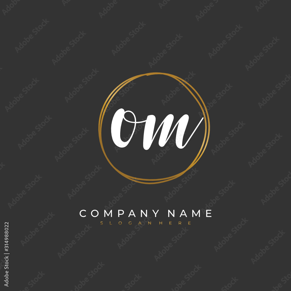 Handwritten initial letter O M OM for identity and logo. Vector logo template with handwriting and signature style. Handwritten initial letter O M OM for identity and logo. Vector logo template with handwriting and signature style.