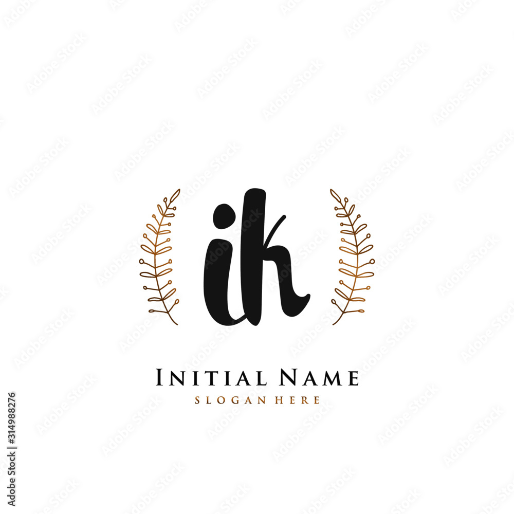 IK Initial handwriting logo vector