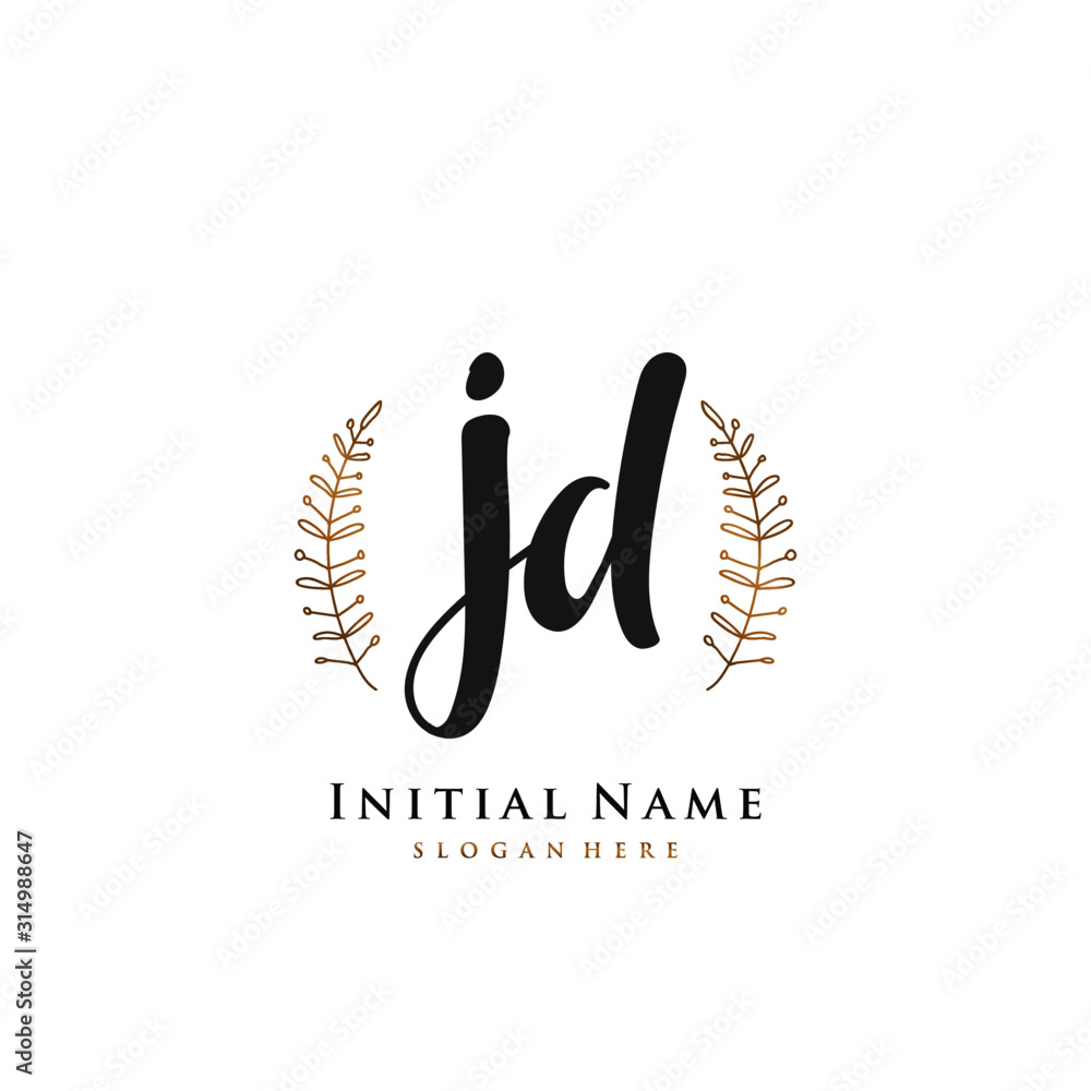 JD Initial handwriting logo vector JD Initial handwriting logo vector