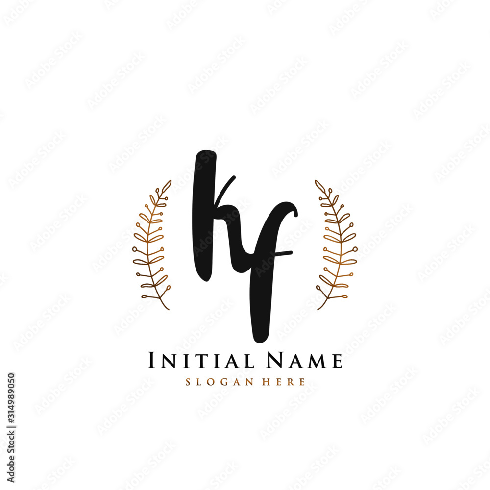 KF Initial handwriting logo vector KF Initial handwriting logo vector