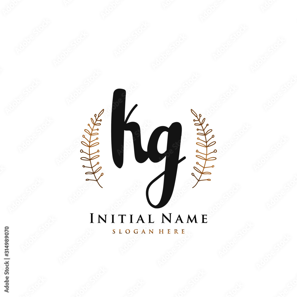 KG Initial handwriting logo vector