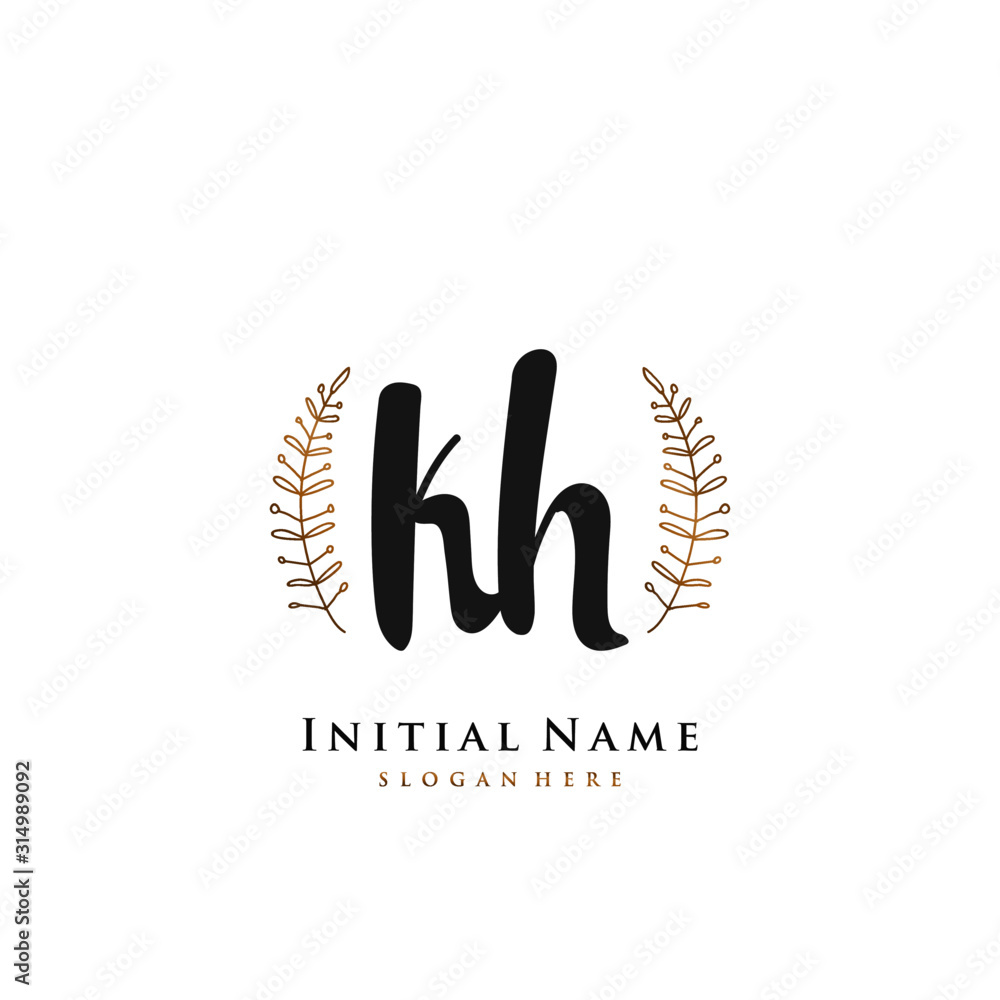 KH Initial handwriting logo vector KH Initial handwriting logo vector