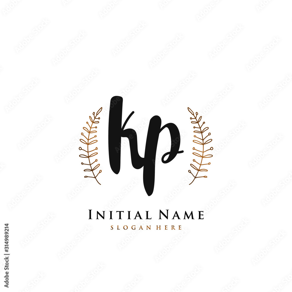 KP Initial handwriting logo vector KP Initial handwriting logo vector