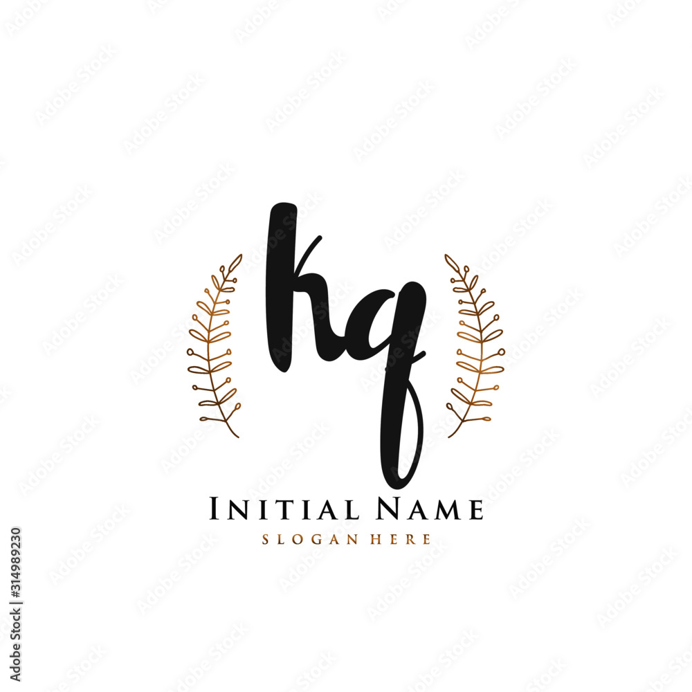 KQ Initial handwriting logo vector KQ Initial handwriting logo vector