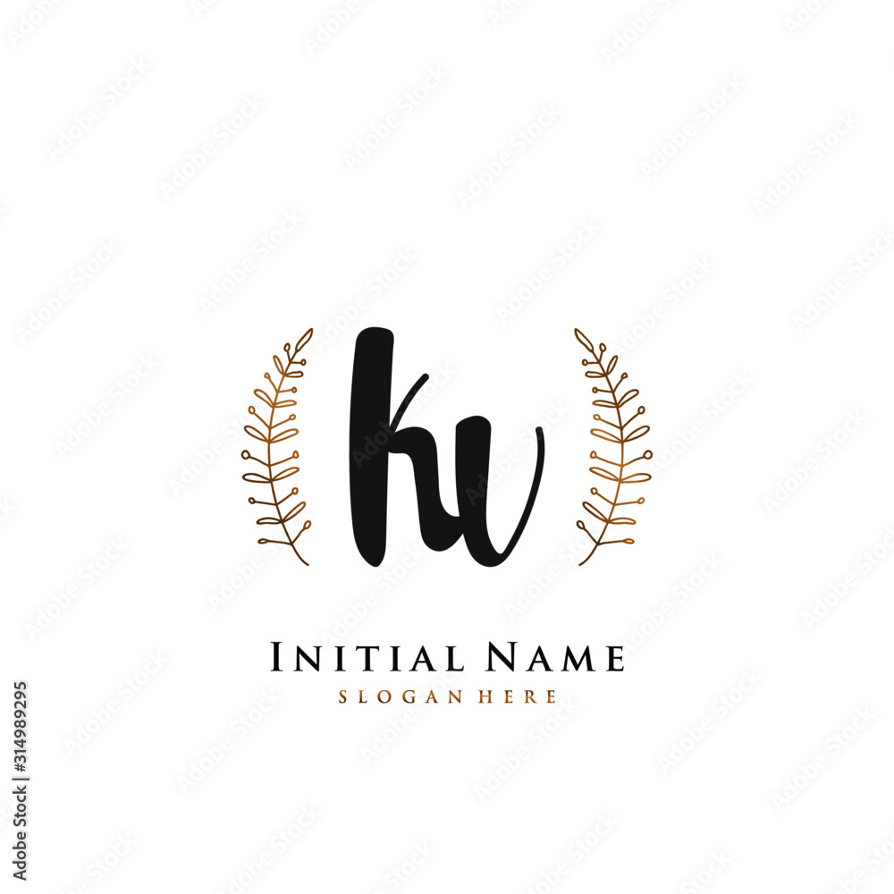 KV Initial handwriting logo vector