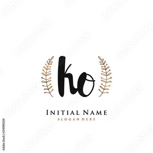 KO Initial handwriting logo vector