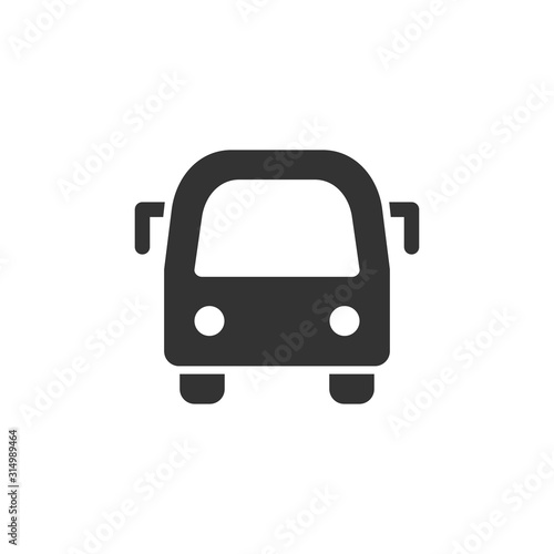 City bus front view vector glyph style icon. Marking of public transport stops.