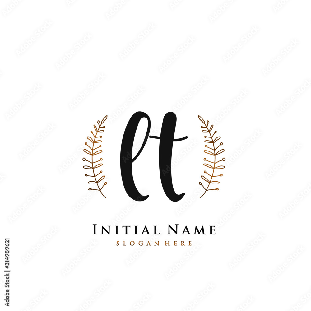 LT Initial handwriting logo vector LT Initial handwriting logo vector