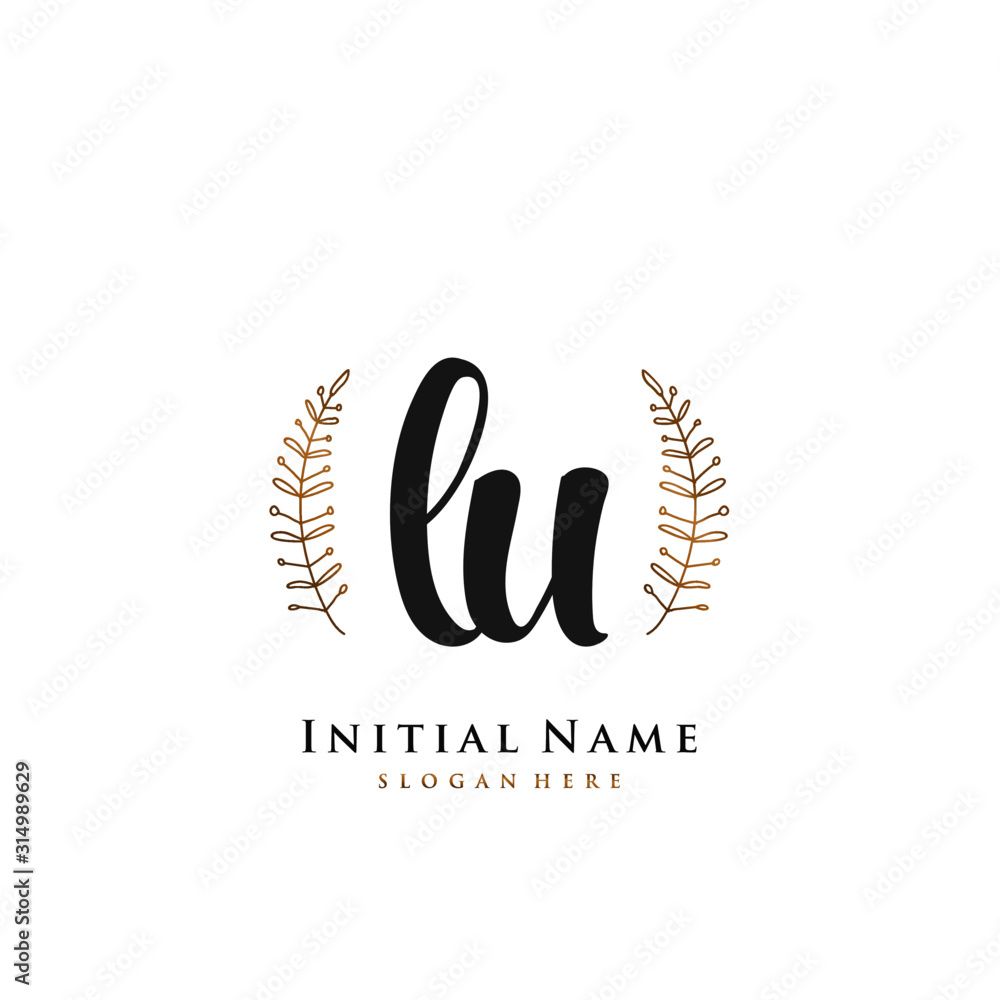 LU Initial handwriting logo vector LU Initial handwriting logo vector