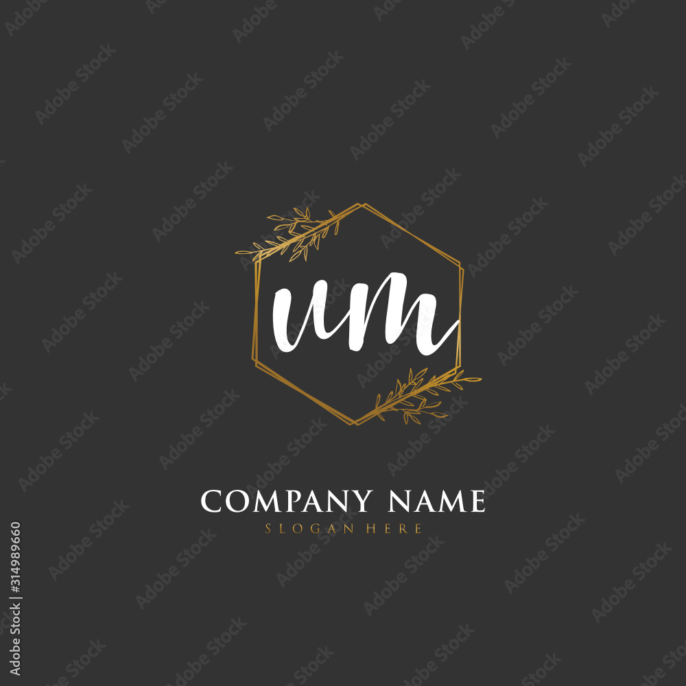 Handwritten initial letter U M UM for identity and logo. Vector logo template with handwriting and signature style. Handwritten initial letter U M UM for identity and logo. Vector logo template with handwriting and signature style.