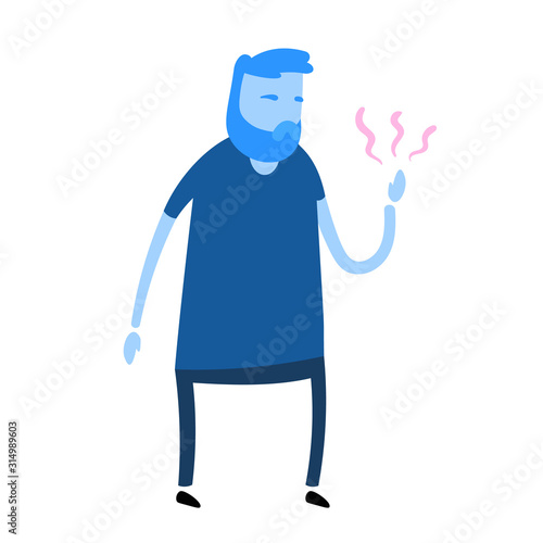 Man feeling pain or numbness in his hand. Simple style icon. Colorful flat vector illustration. Isolated on white background.
