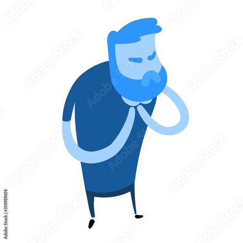 Man having difficulty breathing. Flat design icon. Colorful flat vector illustration. Isolated on white background.