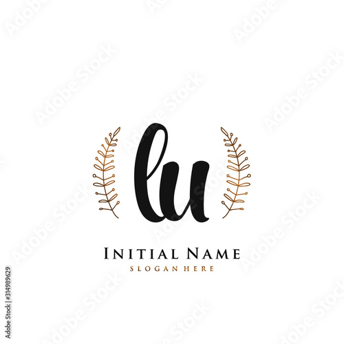 LU Initial handwriting logo vector