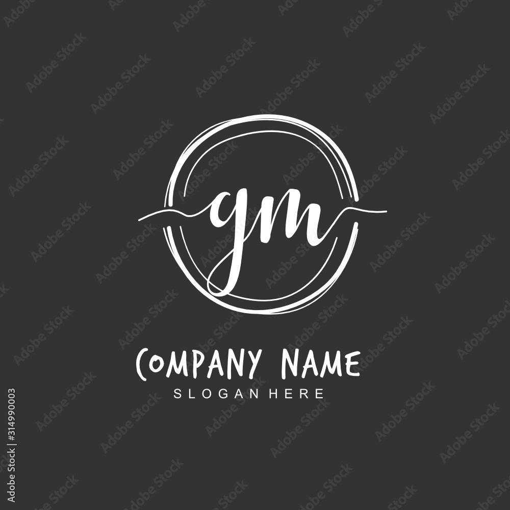 Handwritten initial letter G M GM for identity and logo. Vector logo template with handwriting and signature style. Handwritten initial letter G M GM for identity and logo. Vector logo template with handwriting and signature style.