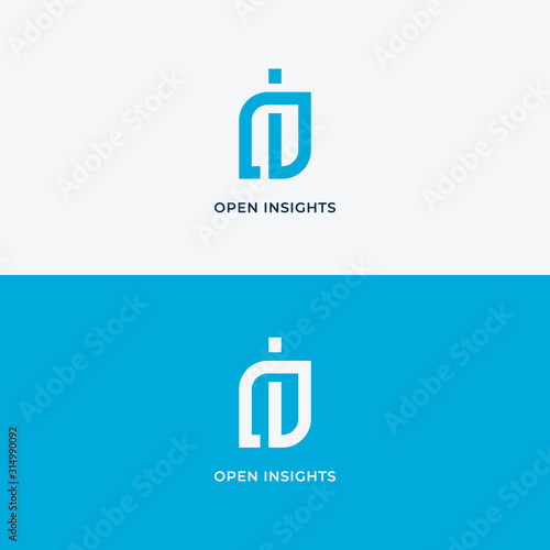 letter O and I logos with the combined form of the letters O and I