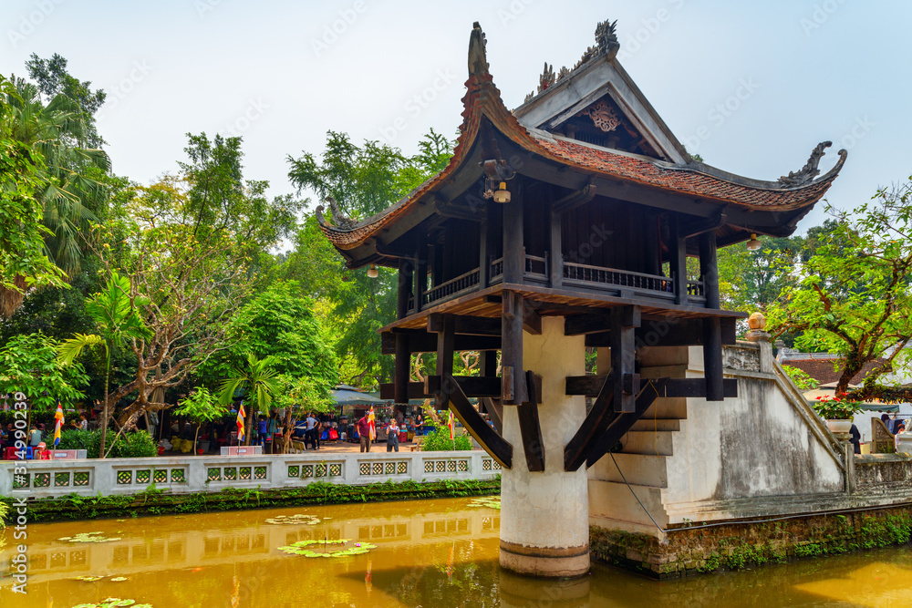Fabulous view of the One Pillar Pagoda in Hanoi, Vietnam