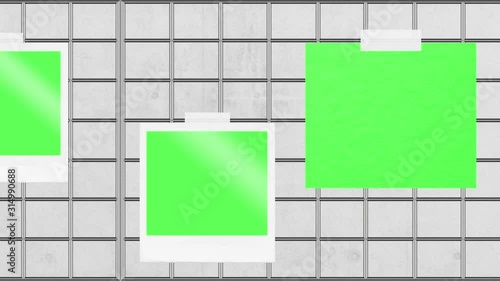 Realistic silver mood board isolated green screen concrete background