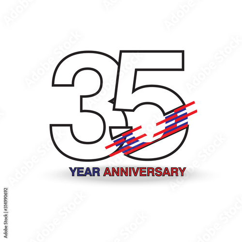 35 Year Anniversary Vector Template Design Illustration