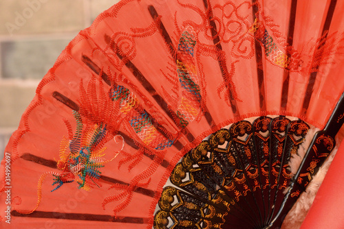 chinese pattern on red fabric