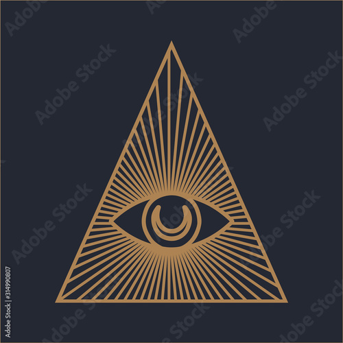 All seeing eye symbol and sacred geometry