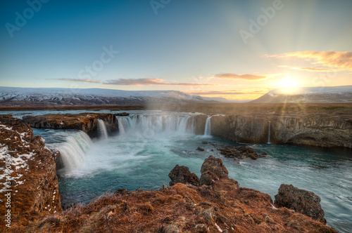 The Godafoss  Icelandic  waterfall of the gods  is a famous waterfall in Iceland.
