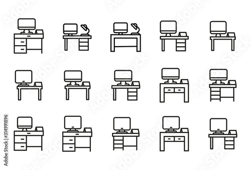 Simple set of desk modern thin line icons.