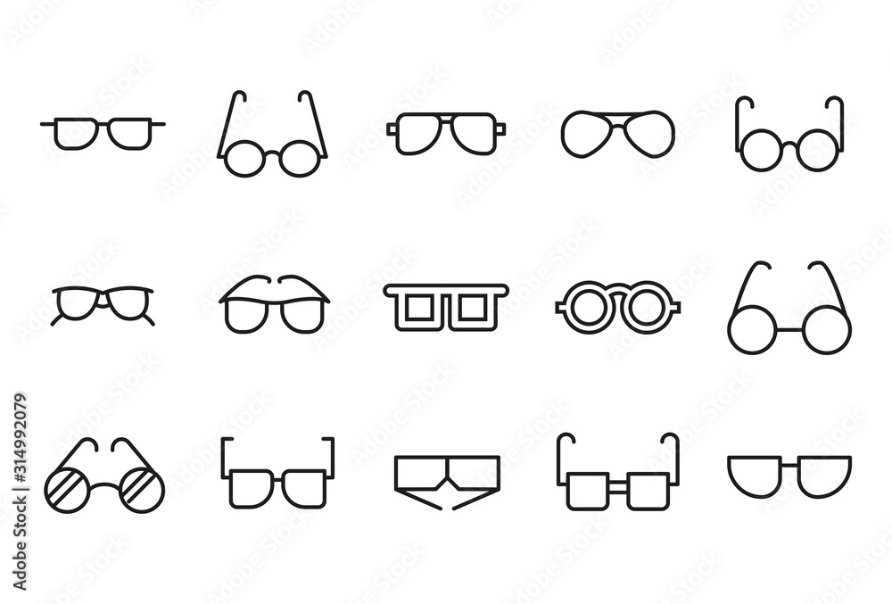 Premium set of glasses line icons. - obrazy, fototapety, plakaty 