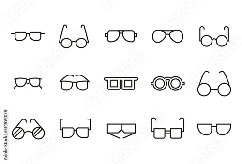Premium set of glasses line icons.