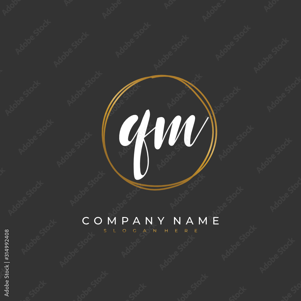 Handwritten initial letter Q M QM for identity and logo. Vector logo template with handwriting and signature style. Handwritten initial letter Q M QM for identity and logo. Vector logo template with handwriting and signature style.