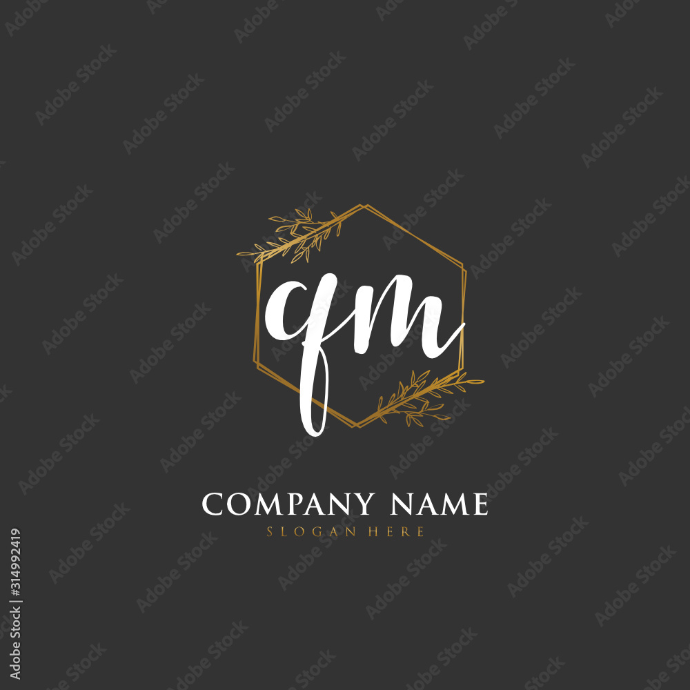 Handwritten initial letter Q M QM for identity and logo. Vector logo template with handwriting and signature style. Handwritten initial letter Q M QM for identity and logo. Vector logo template with handwriting and signature style.