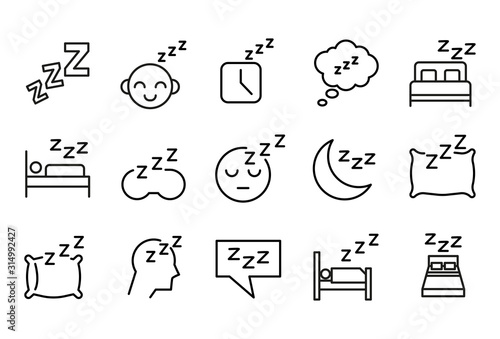 Premium set of sleep line icons.