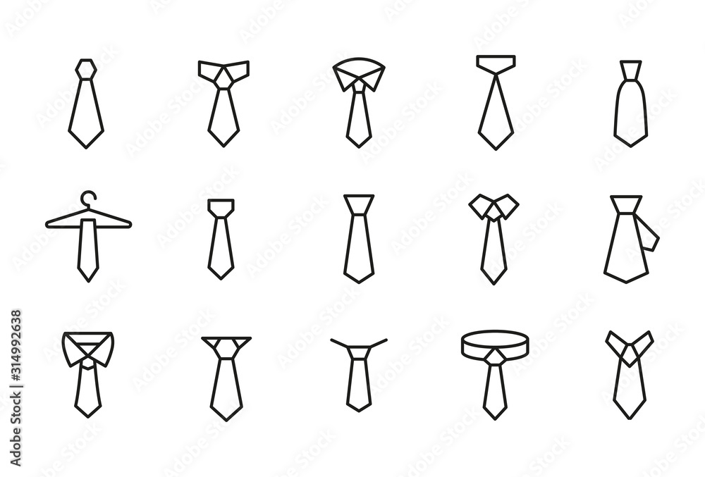 Simple set of necktie modern thin line icons. - obrazy, fototapety, plakaty 