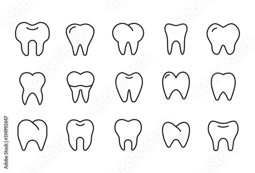 Simple set of tooth modern thin line icons.