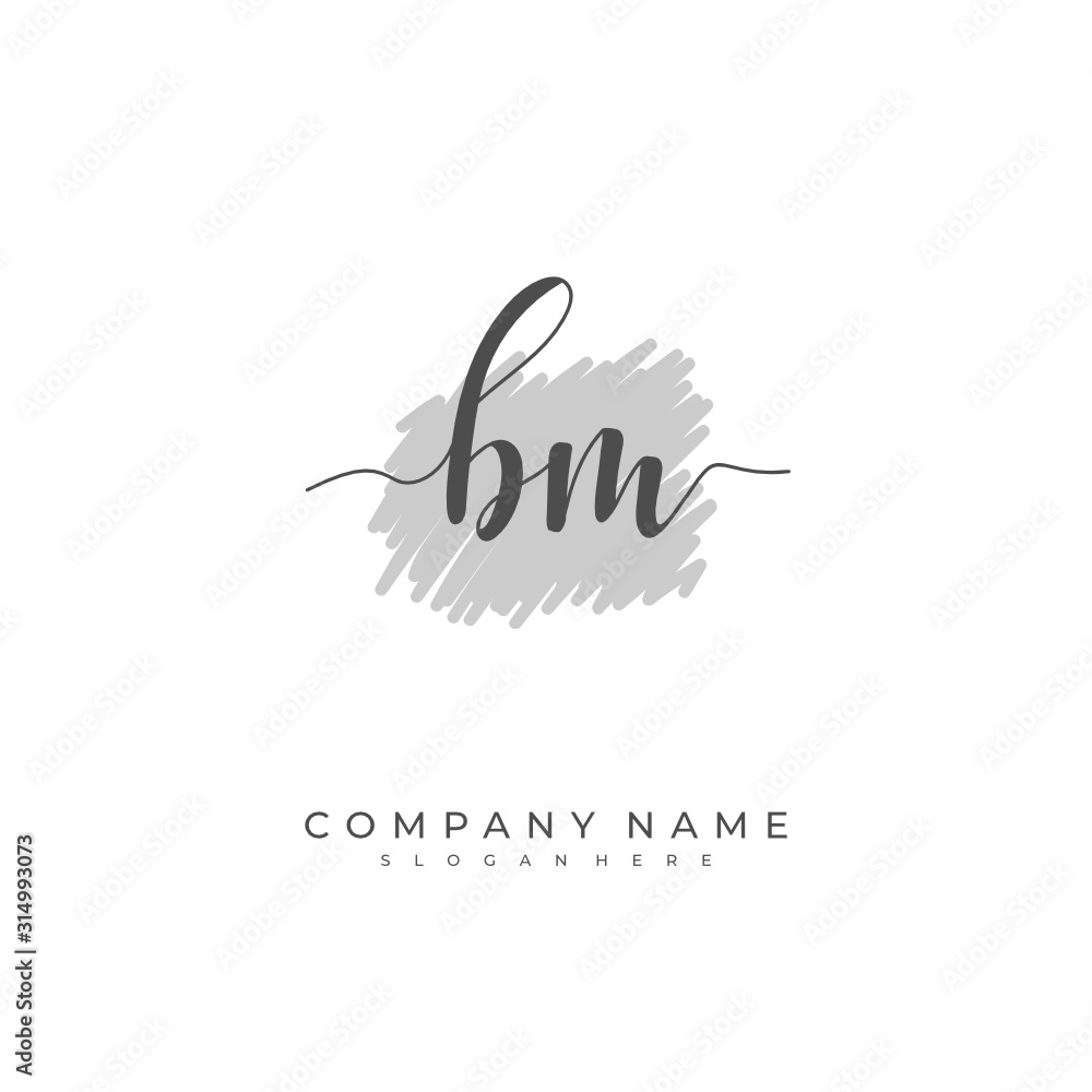 Handwritten initial letter B M BM for identity and logo. Vector logo template with handwriting and signature style. Handwritten initial letter B M BM for identity and logo. Vector logo template with handwriting and signature style.