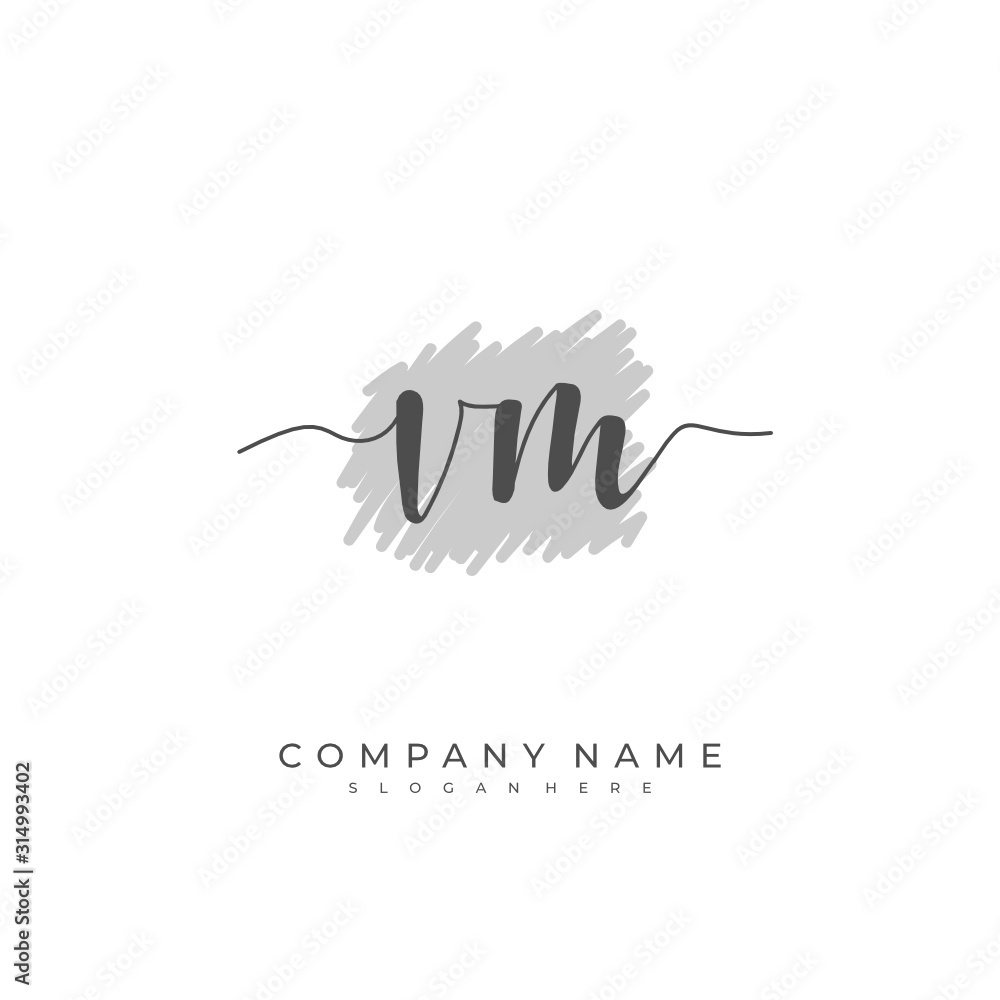 Handwritten initial letter V M VM for identity and logo. Vector logo template with handwriting and signature style. Handwritten initial letter V M VM for identity and logo. Vector logo template with handwriting and signature style.