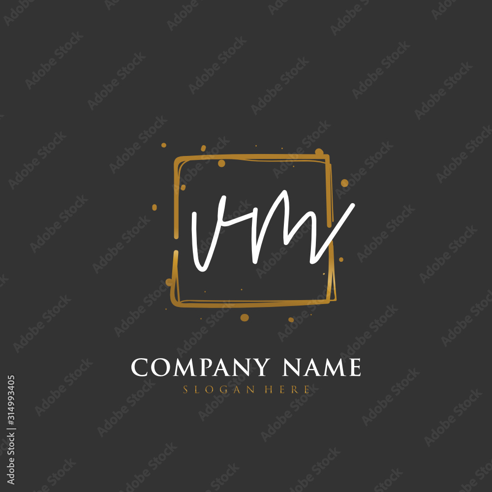 Handwritten initial letter V M VM for identity and logo. Vector logo template with handwriting and signature style. Handwritten initial letter V M VM for identity and logo. Vector logo template with handwriting and signature style.