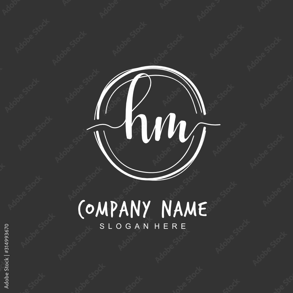 Handwritten initial letter H M HM for identity and logo. Vector logo template with handwriting and signature style. Handwritten initial letter H M HM for identity and logo. Vector logo template with handwriting and signature style.