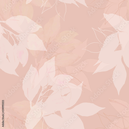 Decorative seamless pattern of tree branches.Seamless pattern branch in watercolor and count on a colored background.
