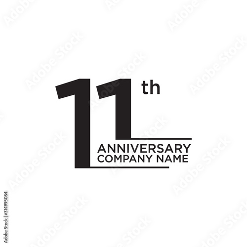 11th year anniversary logo design vector template