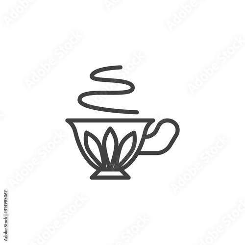Vintage cup with aroma tea line icon. linear style sign for mobile concept and web design. Hot coffee cup outline vector icon. Symbol  logo illustration. Vector graphics