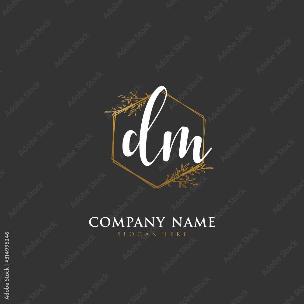 Handwritten initial letter D M DM for identity and logo. Vector logo template with handwriting and signature style. Handwritten initial letter D M DM for identity and logo. Vector logo template with handwriting and signature style.
