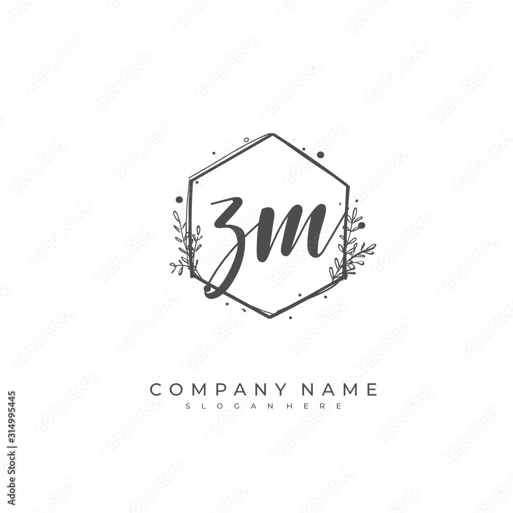 Handwritten initial letter Z M ZM for identity and logo. Vector logo template with handwriting and signature style. Handwritten initial letter Z M ZM for identity and logo. Vector logo template with handwriting and signature style.