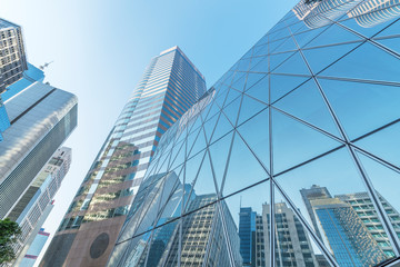 Exterior of modern architecture in downtown. Building abstract background