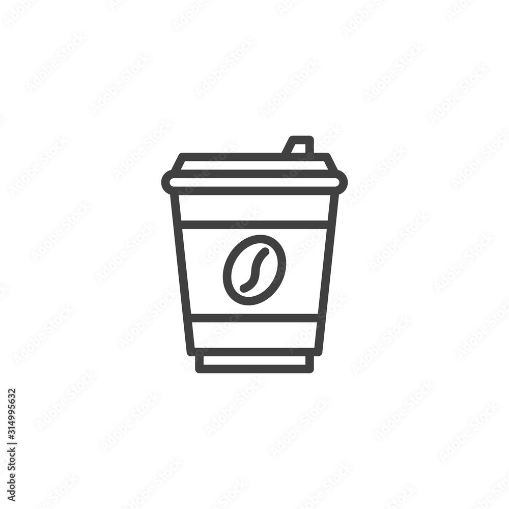 Disposable coffee cup line icon. linear style sign for mobile concept and web design. Takeaway coffee cup outline vector icon. Coffee shop symbol, logo illustration. Vector graphics Disposable coffee cup line icon. linear style sign for mobile concept and web design. Takeaway coffee cup outline vector icon. Coffee shop symbol, logo illustration. Vector graphics