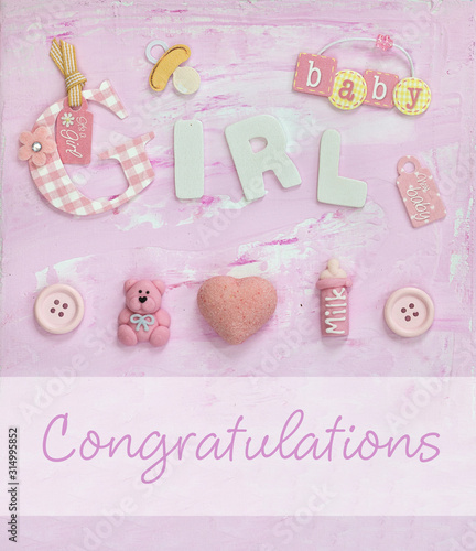 Pink Baby Girl Card Design