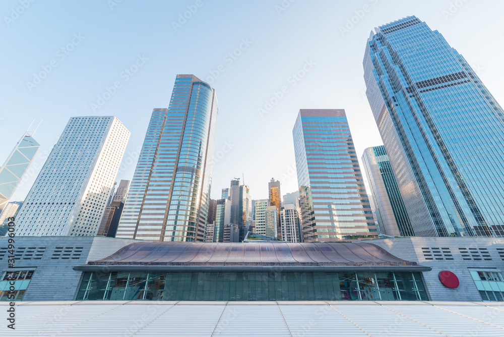 Obraz premium High rise office building in downtown of Hong Kong city