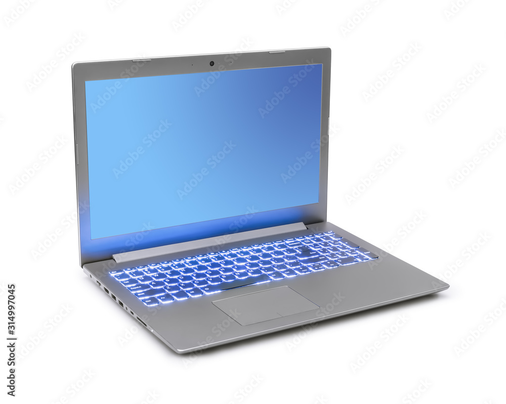 Notebook computer with blue keyboard backlight Notebook computer with blue keyboard backlight