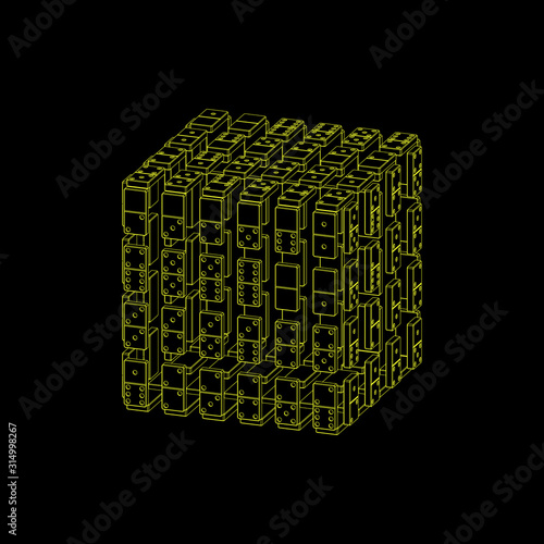 Cube of dominoes. Isolated ...
