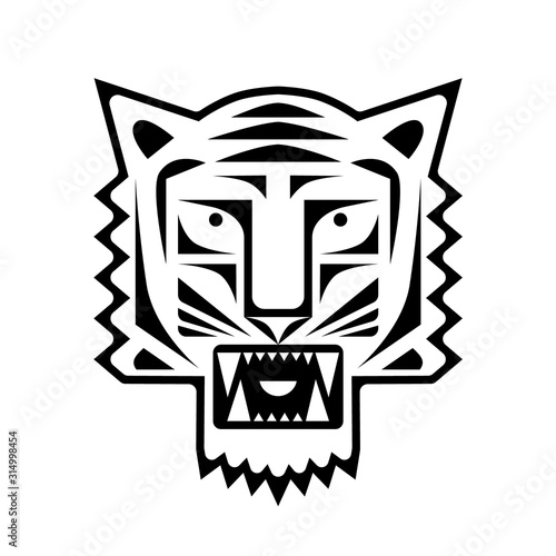 Tiger angry head. Black tat...